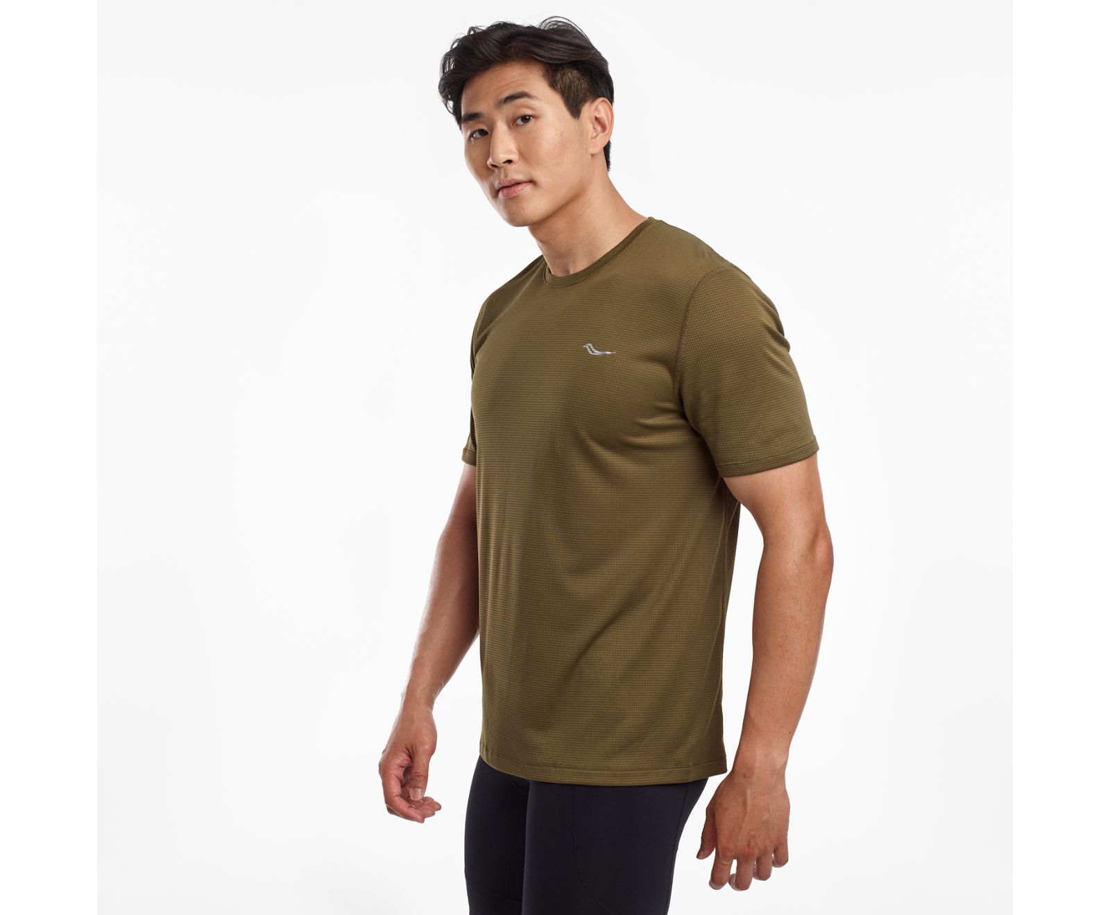 Saucony Stopwatch Short Sleeve Men's Shirts Dark Olive | Canada 639GSOL